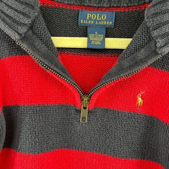 Ralph Lauren Striped Cotton Interlock Pullover Boys size 5 red navy blue stripe - Picture 4 of 12